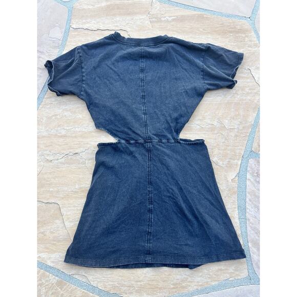 L SPACE T-Shirt Dress Womens Medium Black Pullover Cut Out Mini LOST WINDS ES - Picture 4 of 4